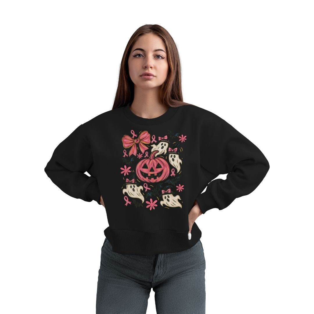 Pink Pumpkin & Ghost Crew Neck Sweatshirt