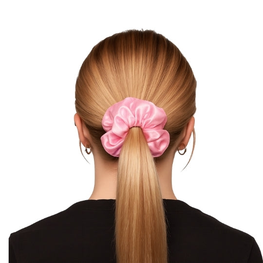 Pink Satin Hair Scrunchie