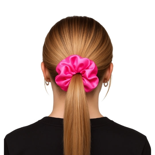 Hot Pink Satin Hair Scrunchie