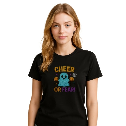Rhinestone “Cheer or Fear” Ghost T-Shirt
