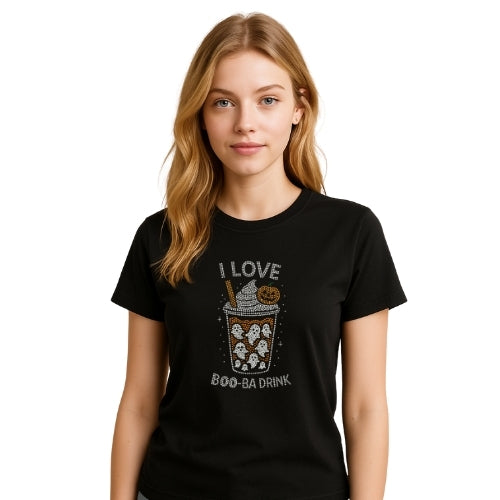 Rhinestone “I Love Boo-Ba Drink” T-Shirt