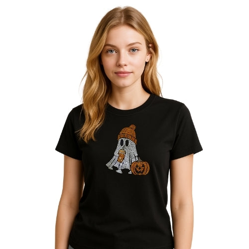 Rhinestone Pumpkin Spice Ghost T-Shirt