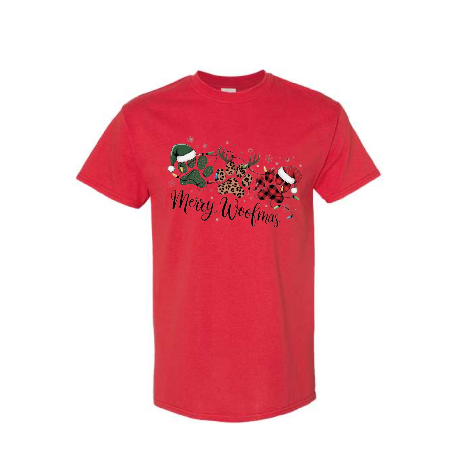Christmas Tee for Pet Parents : Merry Woofmas Paw Print Apparel – Festive Dog Lover Christmas Gift