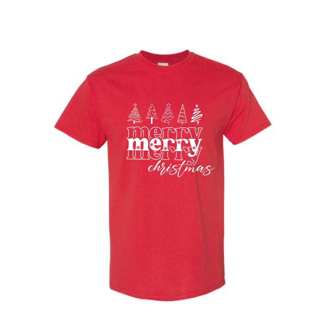 Minimalist Holiday Shirt - Merry Merry Christmas Graphic Tee