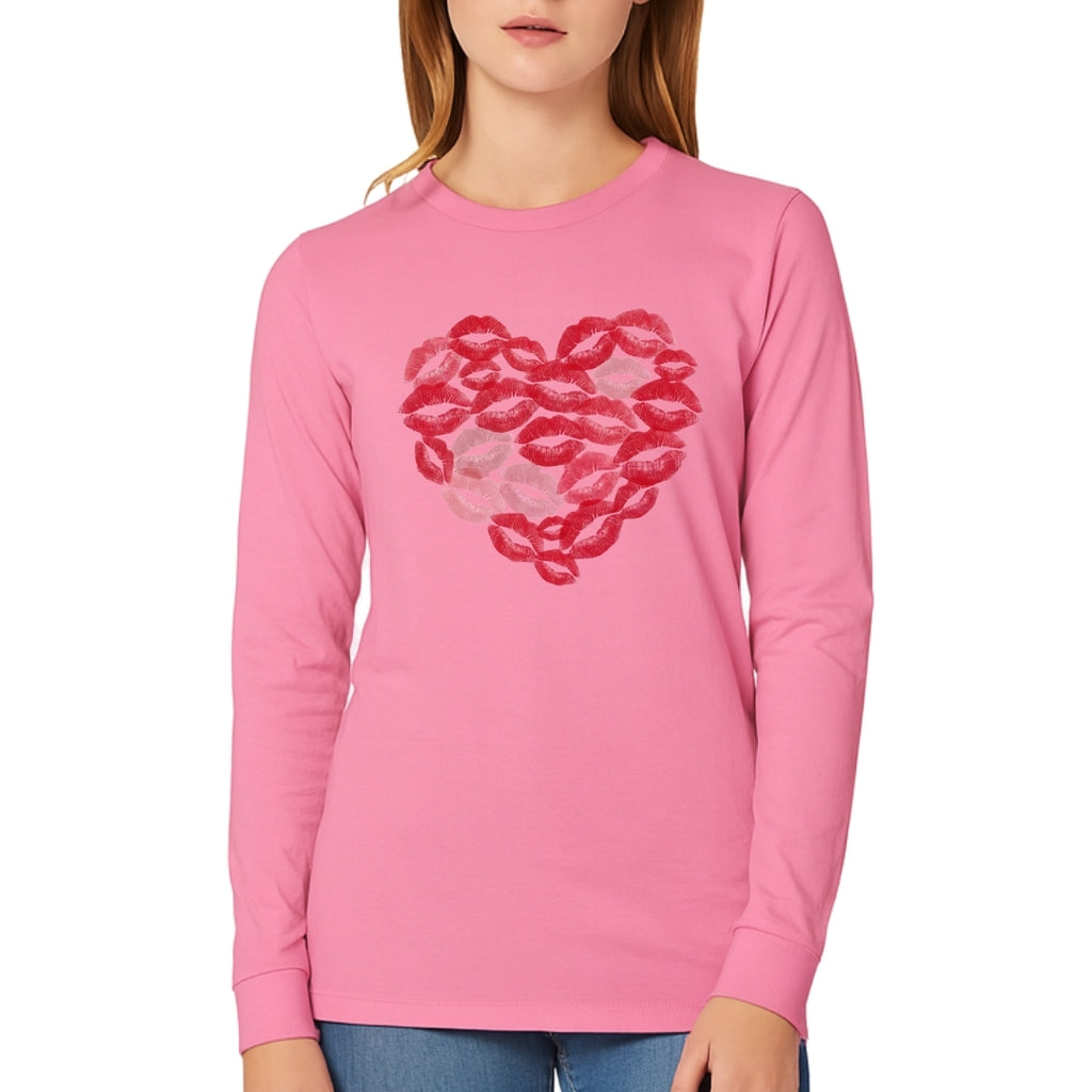 Kiss Me Valentine Heart Sweatshirt & Tee – Lip Print Love Design