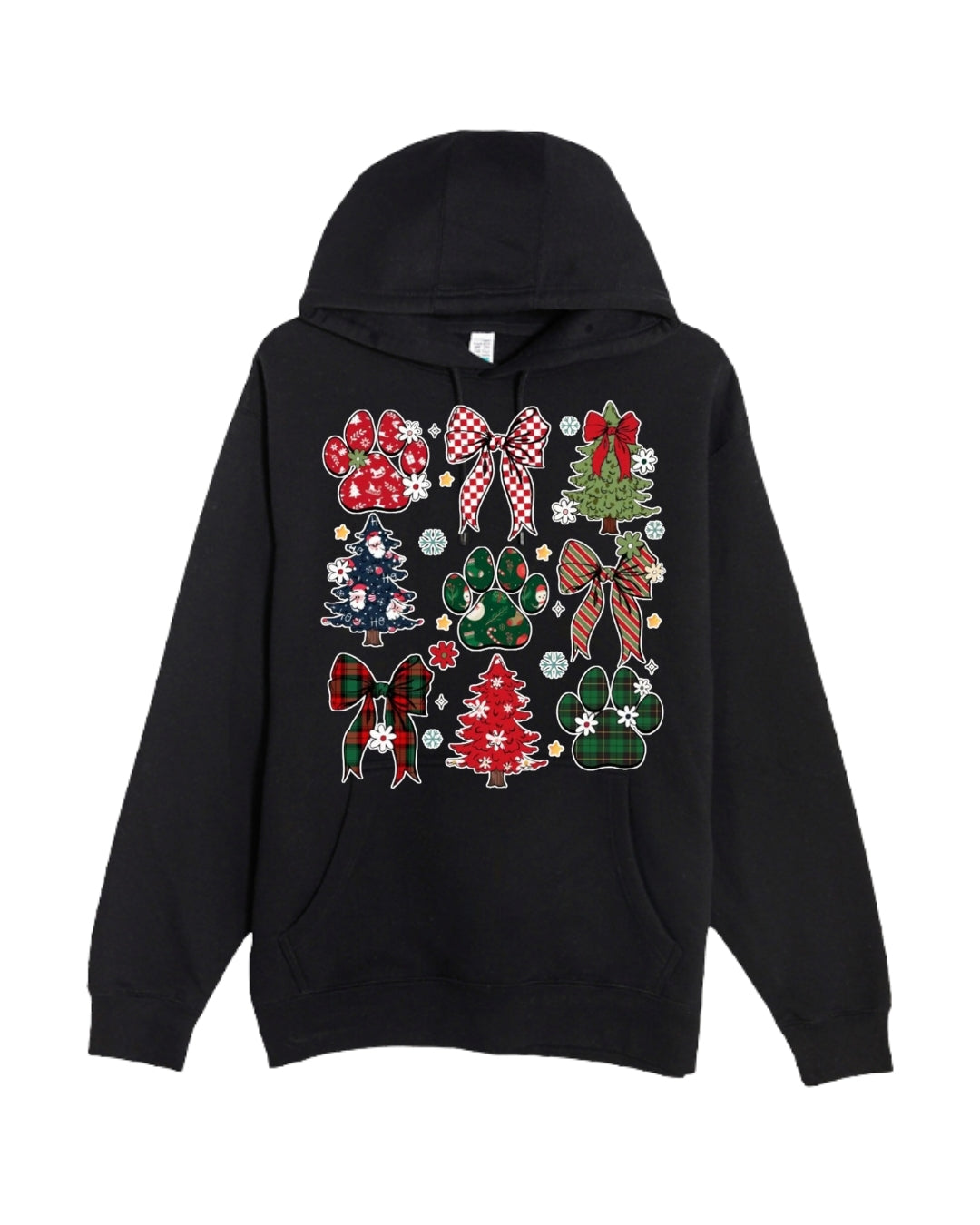 Festive Paw Prints and Christmas Trees