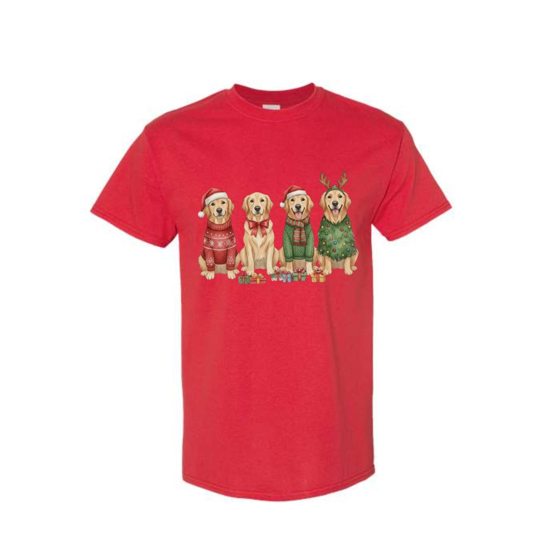 Merry & Furry Tees:Golden Retriever Christmas Dogs Design – Festive Holiday Dog Lover Gift
