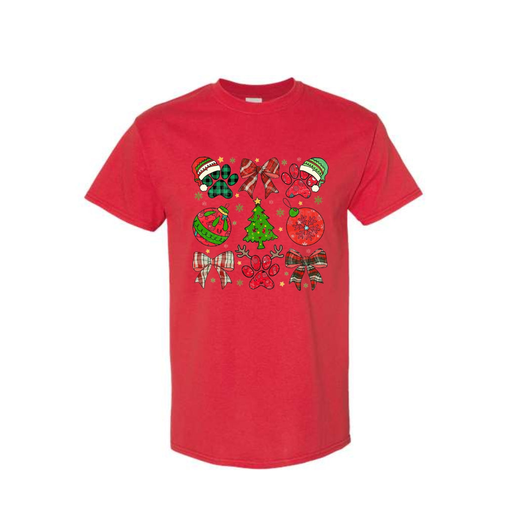 Christmas Tee for Pet Parents : Paw Print Christmas Apparel – Festive Dog Lover Holiday Gift