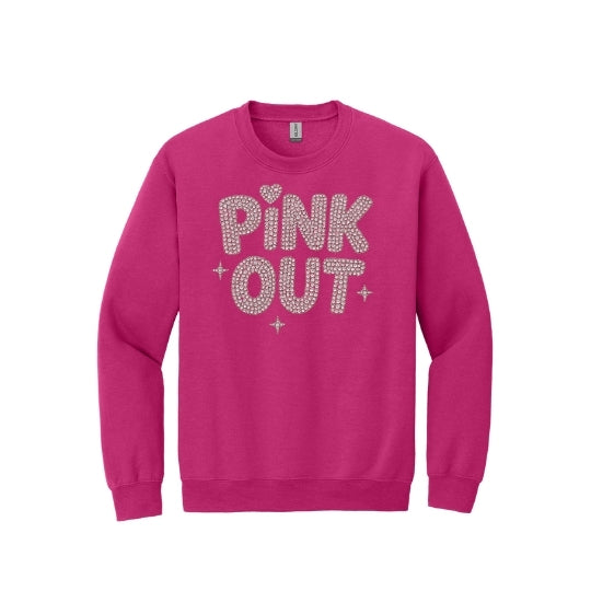 Rhinestone Heart Pink Out Crew