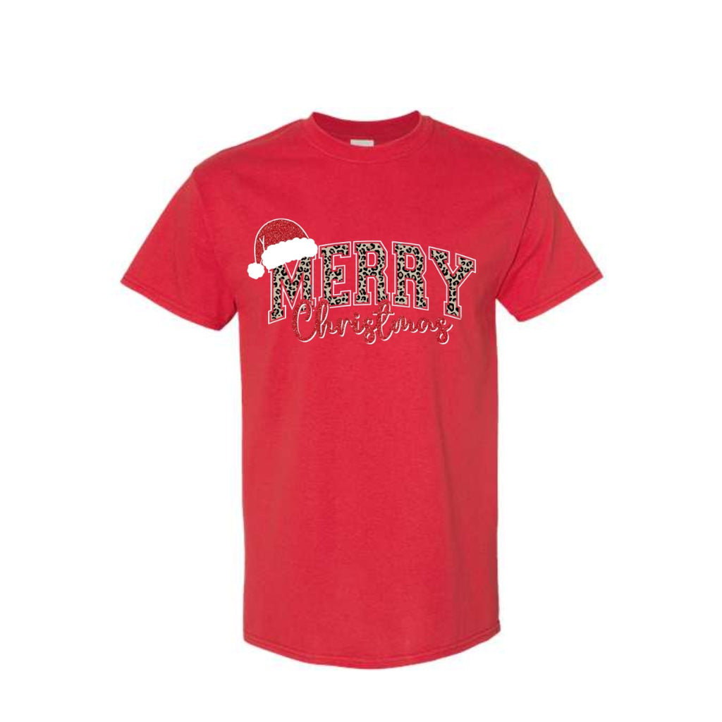 Holiday Shirt - “Merry Christmas” Leopard Santa Design