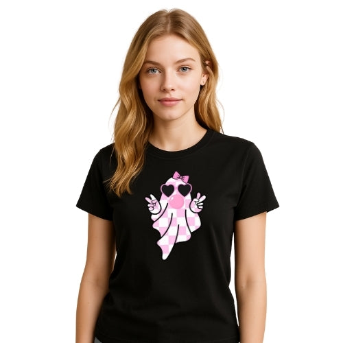 Pink Checkered Ghost T-Shirt
