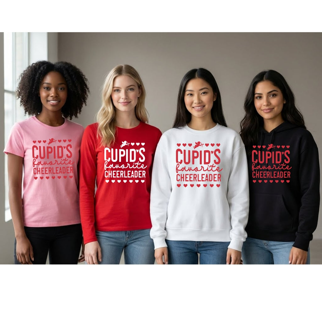 Cupid’s Favorite Cheerleader Valentine Shirt | Cheerleader Valentine Sweatshirt | Cheer Love Apparel