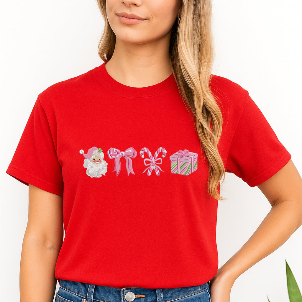 Holiday Shirt -Pink Christmas Icons Graphic