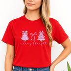Holiday Shirt - Merry & Bright Pink Christmas Graphic