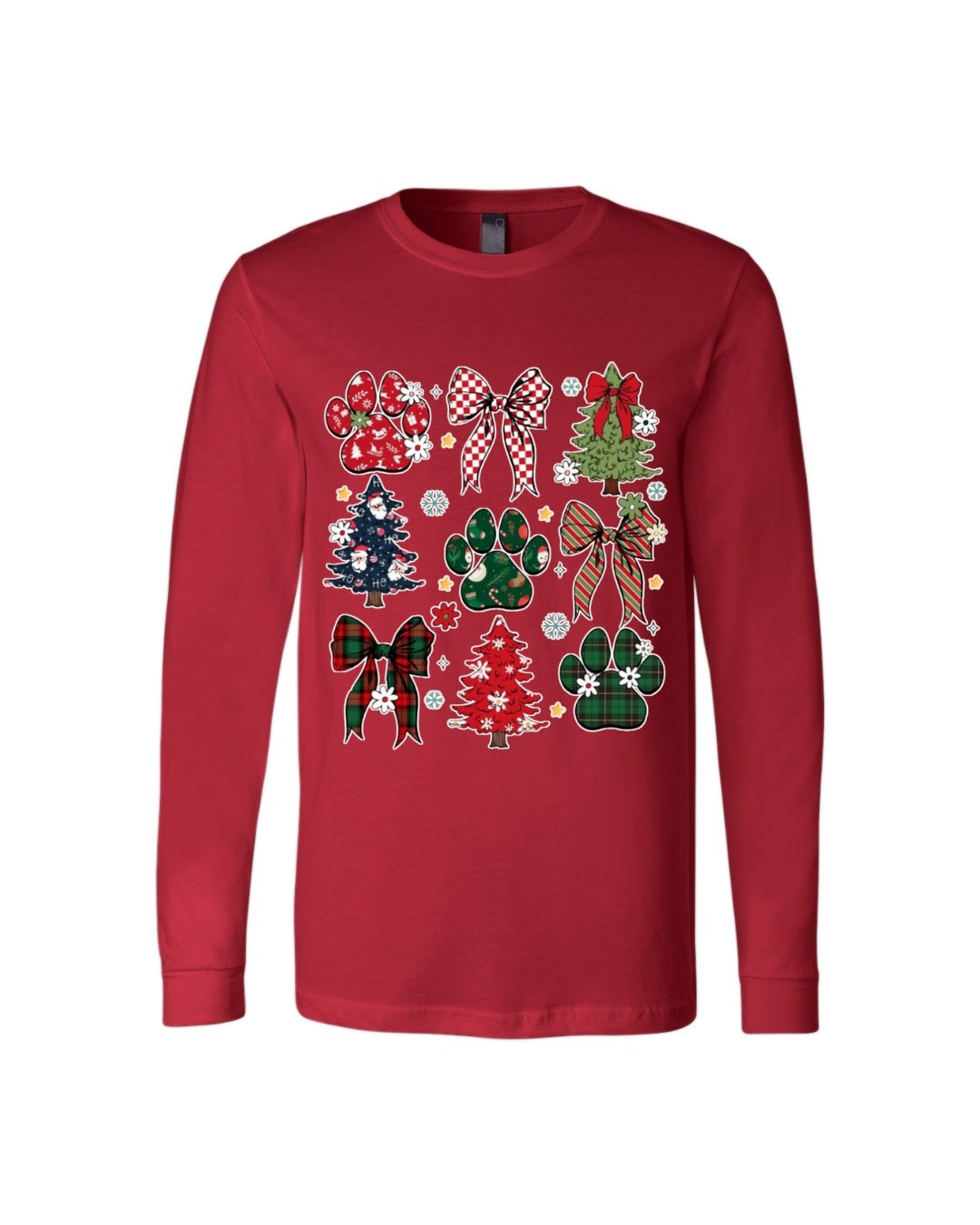 Festive Paw Prints and Christmas Trees