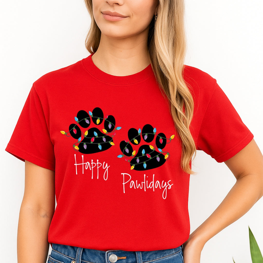 Christmas Tee for Pet Parents : Happy Pawlidays Sweatshirt – Festive Dog Lover Gift