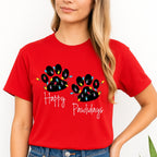 Merry & Furry Tees: “Happy Pawlidays Festive Paw Print Lights Design”