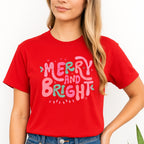 Holiday Shirt - Merry and Bright Pastel Christmas Graphic