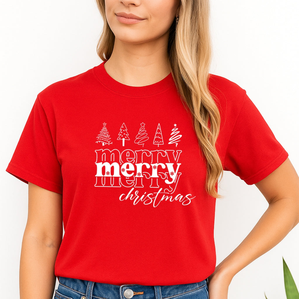 Minimalist Holiday Shirt - Merry Merry Christmas Graphic Tee