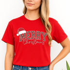 Holiday Shirt - “Merry Christmas” Leopard Santa Design