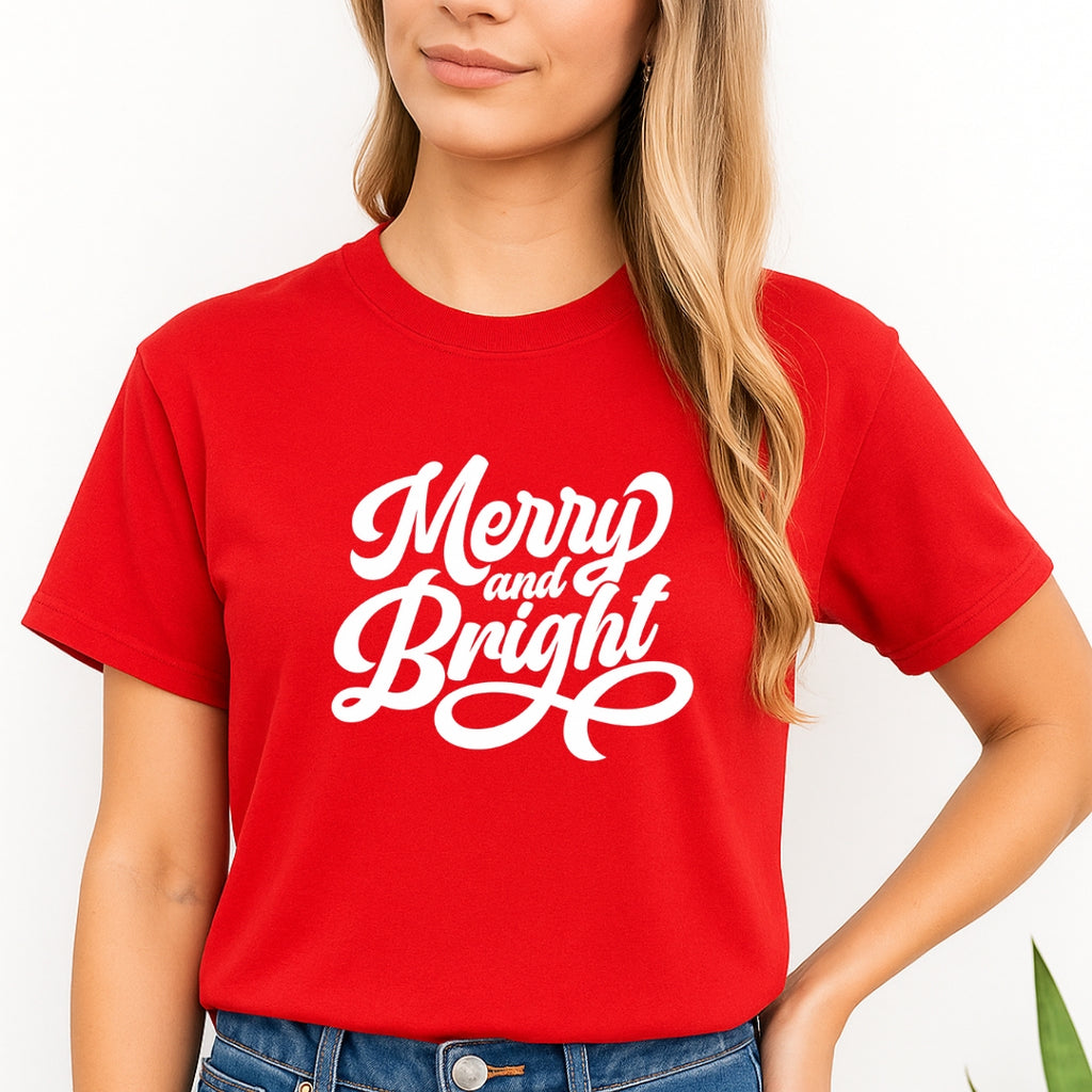 Minimalist Holiday Shirt - Merry and Bright Holiday Graphic