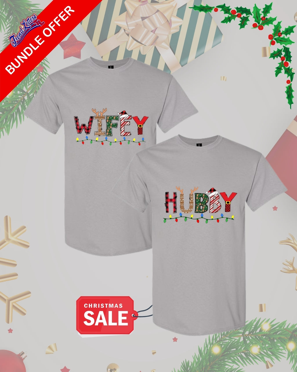Holiday Shirt - Matching Couple Christmas Clothing – Hubby & Wifey Christmas Lights Design