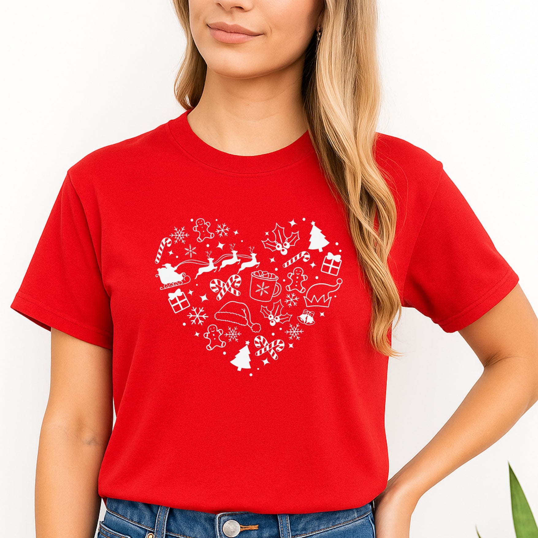 Minimalist Holiday Shirt - Festive Heart Christmas Icons