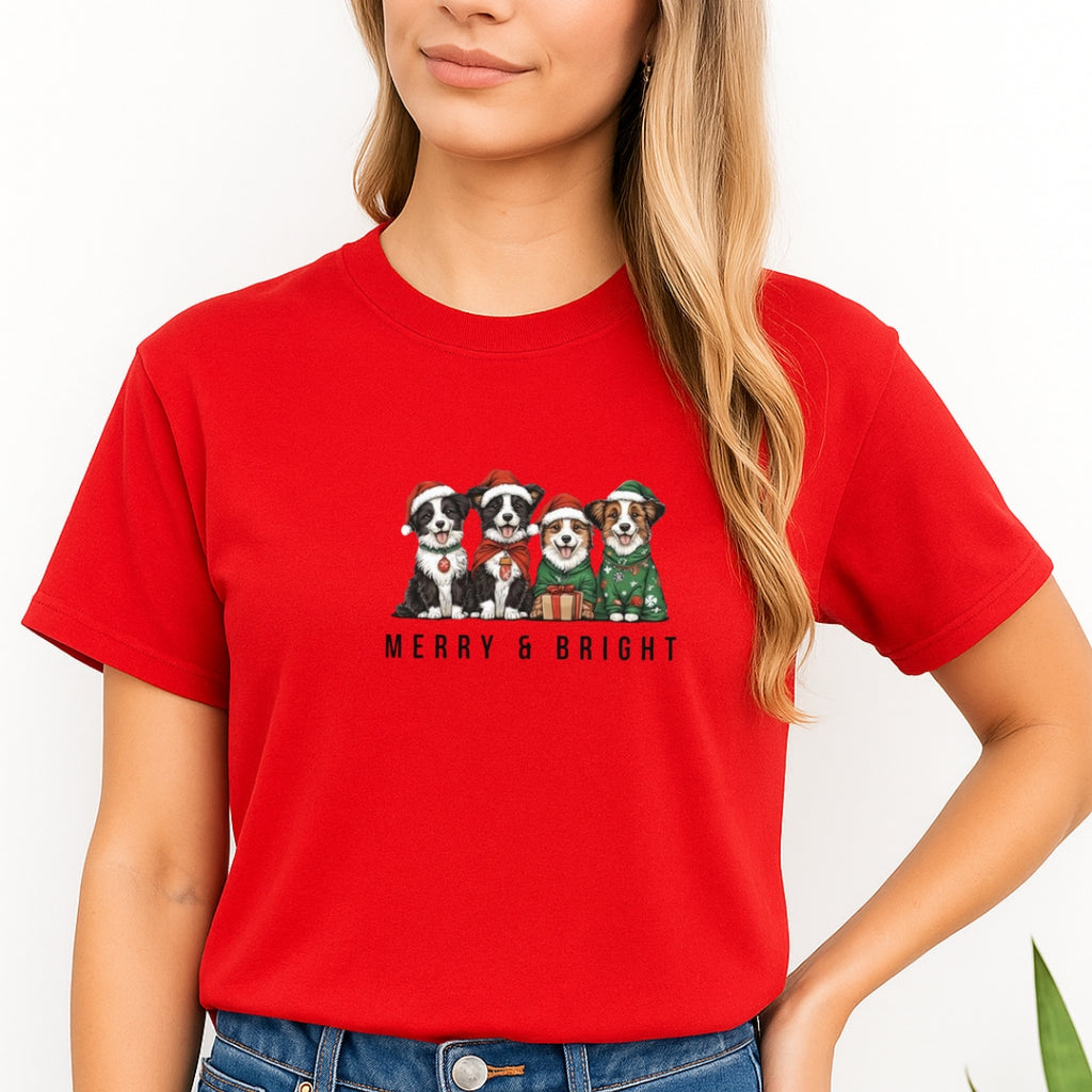 Merry & Furry Tees: Merry & Bright Border Collie Christmas Design – Festive Holiday Dog Lover Gift