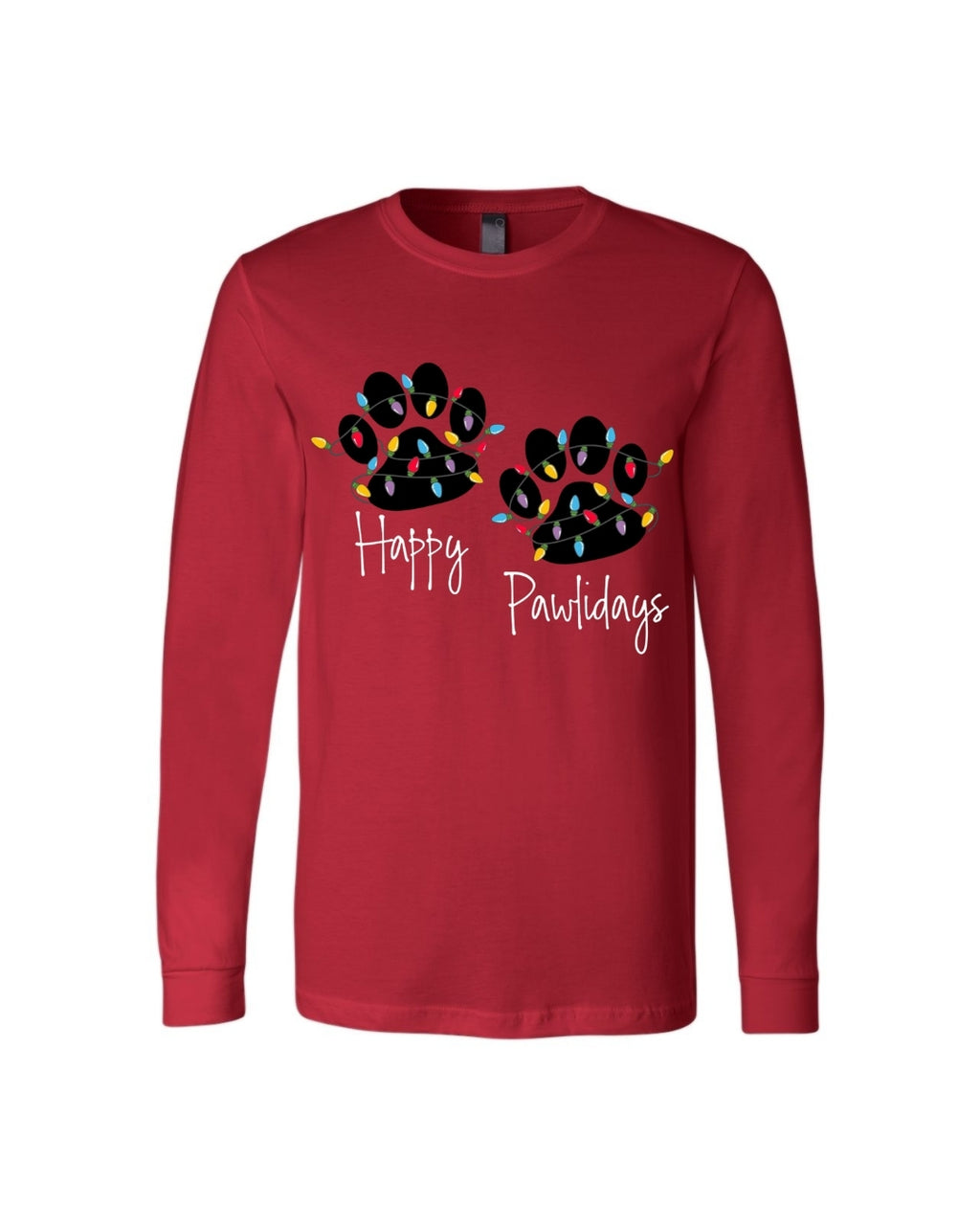 “Happy Pawlidays Festive Paw Print Lights Design”