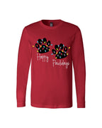 “Happy Pawlidays Festive Paw Print Lights Design”