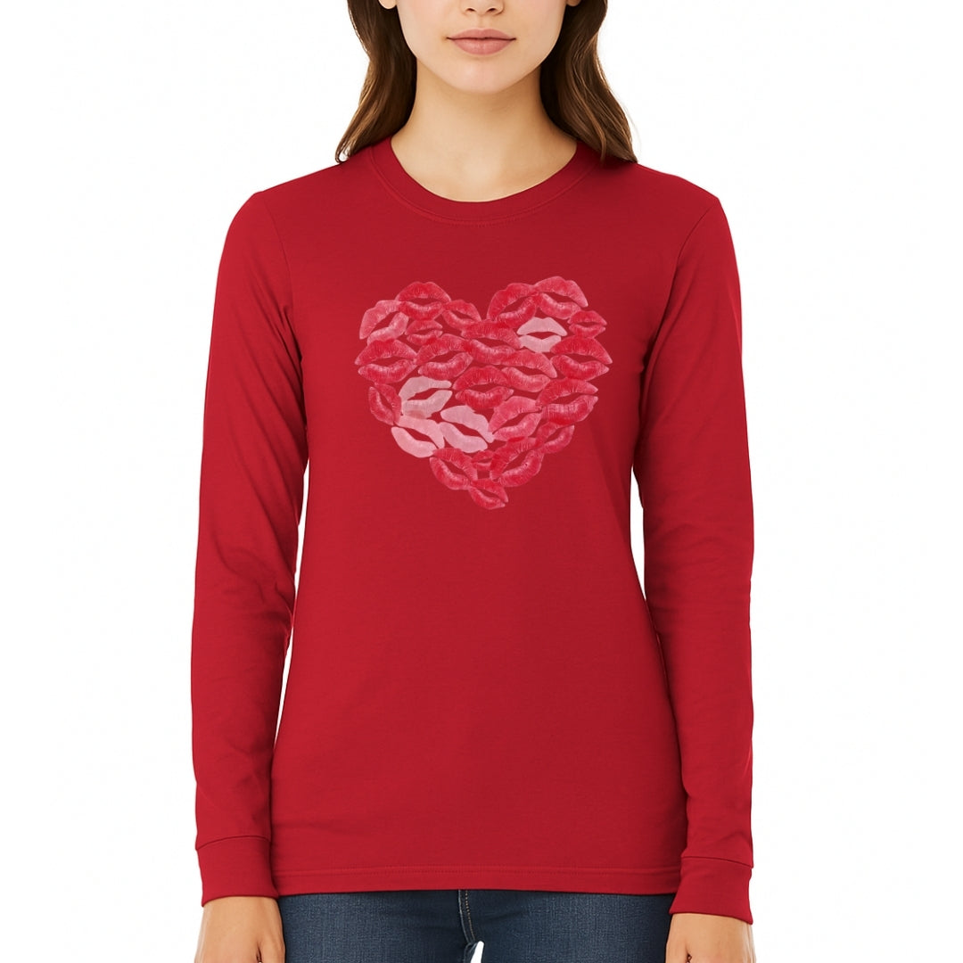 Kiss Me Valentine Heart Sweatshirt & Tee – Lip Print Love Design