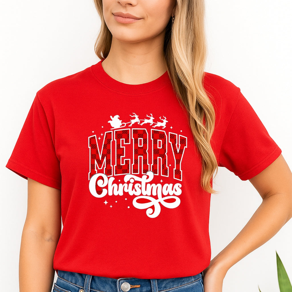 Holiday Shirt - Merry Christmas Buffalo Plaid Graphic
