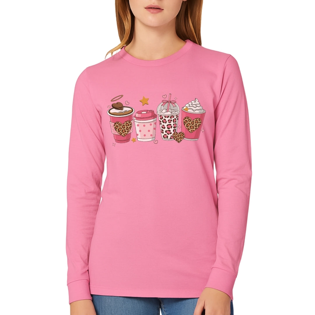 Valentine Coffee Love Sweatshirt & Tee – Cute Pink Coffee Cup Design