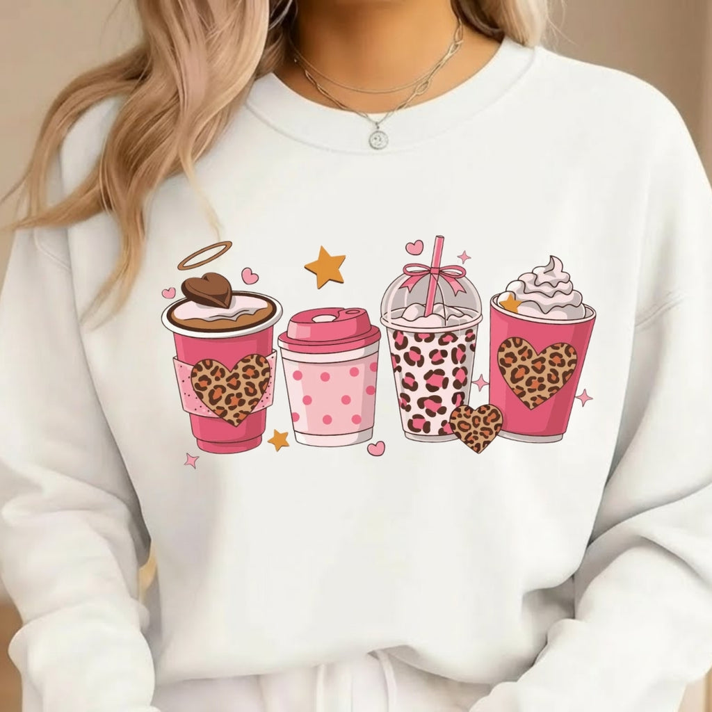 Valentine Coffee Love Sweatshirt & Tee – Cute Pink Coffee Cup Design