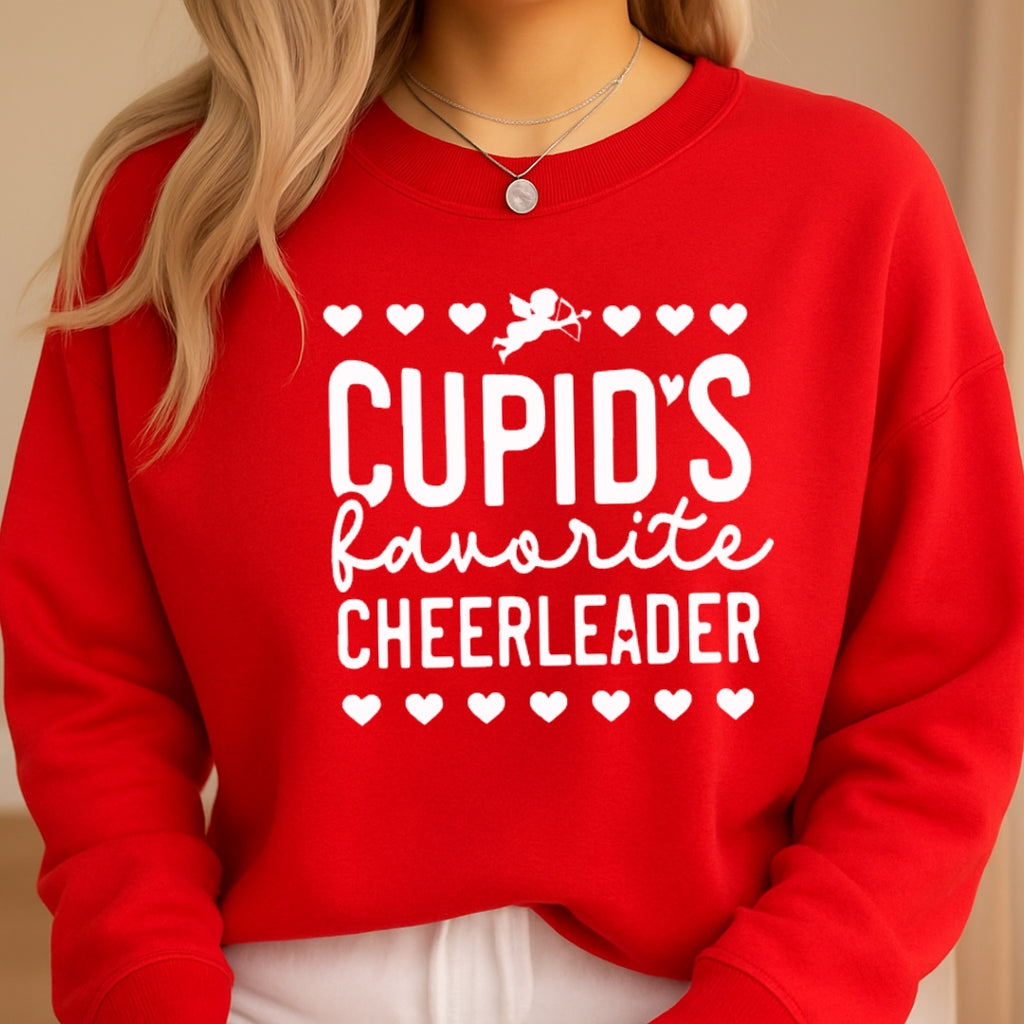 Cupid’s Favorite Cheerleader Valentine Shirt | Cheerleader Valentine Sweatshirt | Cheer Love Apparel