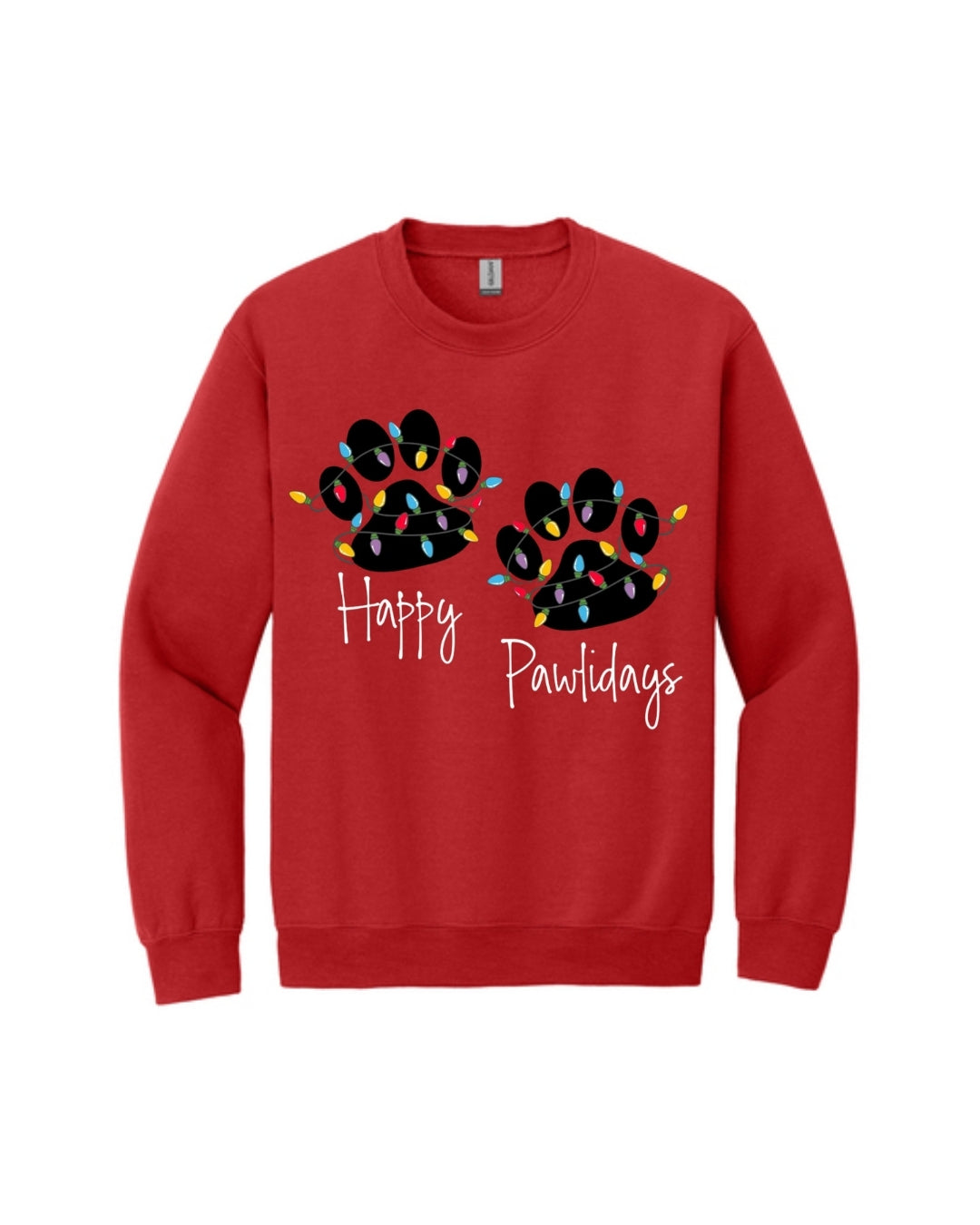 “Happy Pawlidays Festive Paw Print Lights Design”