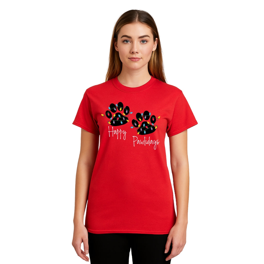 Christmas Tee for Pet Parents : Happy Pawlidays Sweatshirt – Festive Dog Lover Gift
