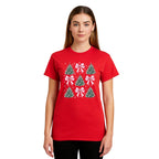 Holiday Shirt -Pink Bow Christmas Trees Graphic