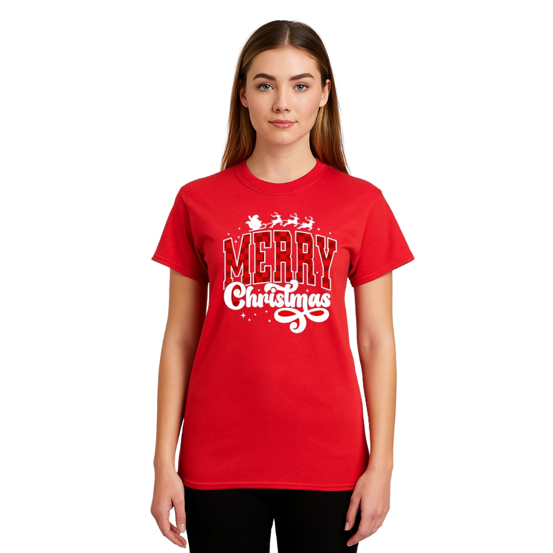 Holiday Shirt - Merry Christmas Buffalo Plaid Graphic