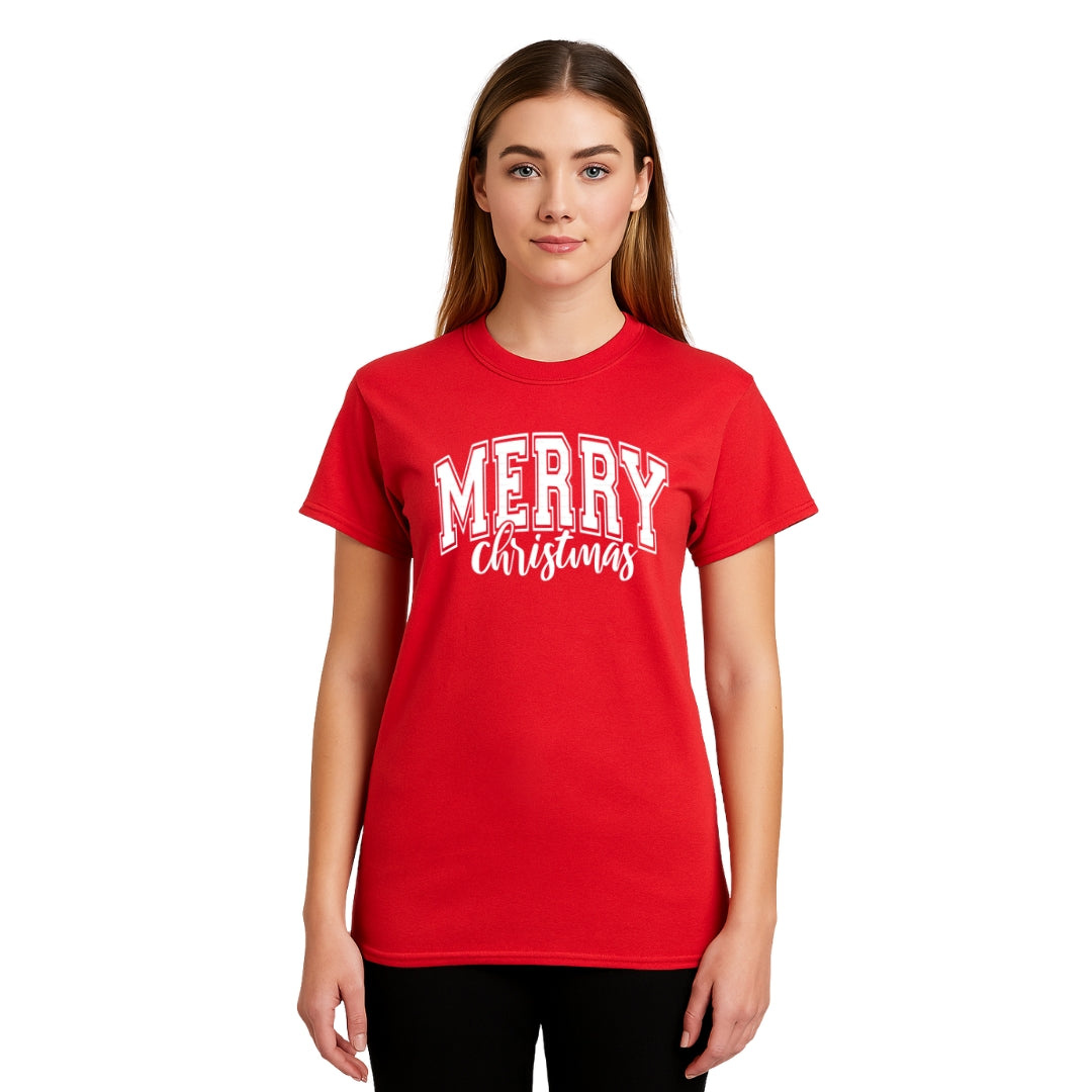 Minimalist Holiday Shirt - “Merry Christmas” Bold Letter Design