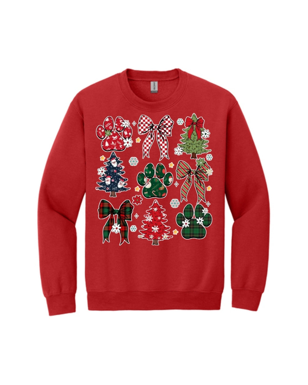 Festive Paw Prints and Christmas Trees