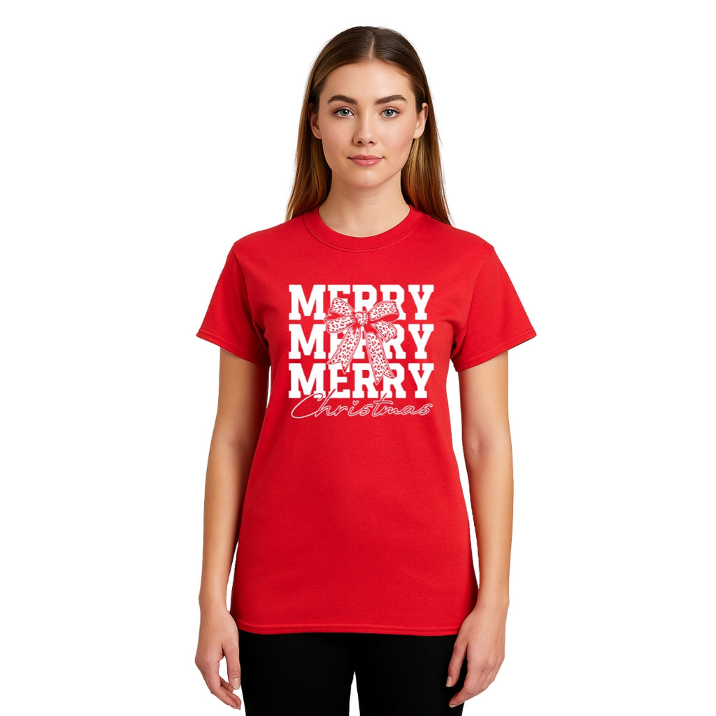 Holiday Shirt - Merry Merry Merry Christmas Graphic