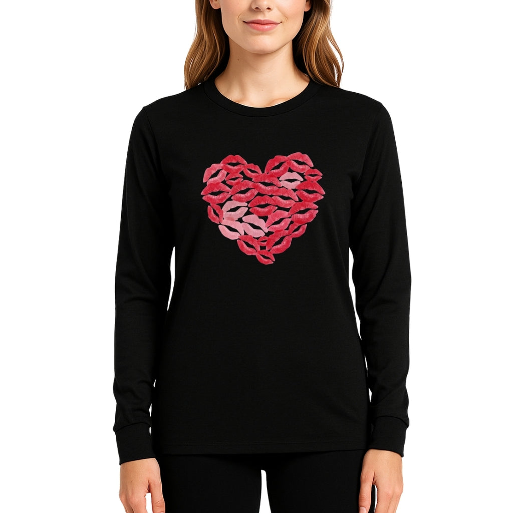 Kiss Me Valentine Heart Sweatshirt & Tee – Lip Print Love Design