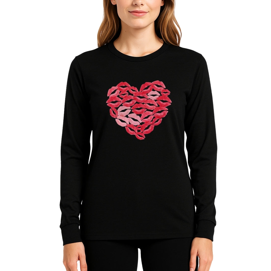 Kiss Me Valentine Heart Sweatshirt & Tee – Lip Print Love Design