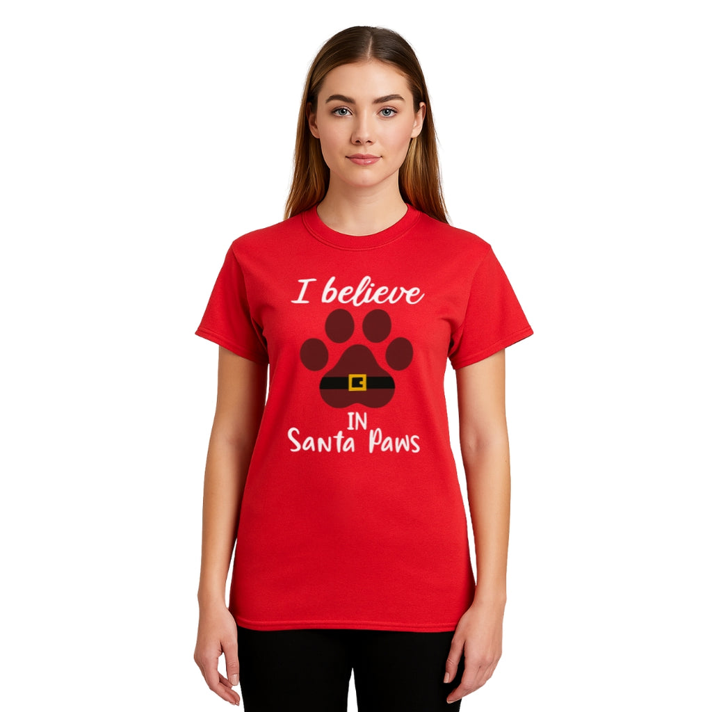 Christmas Tee for Pet Parents : I Believe in Santa Paws – Cute Christmas Dog Lover Gift