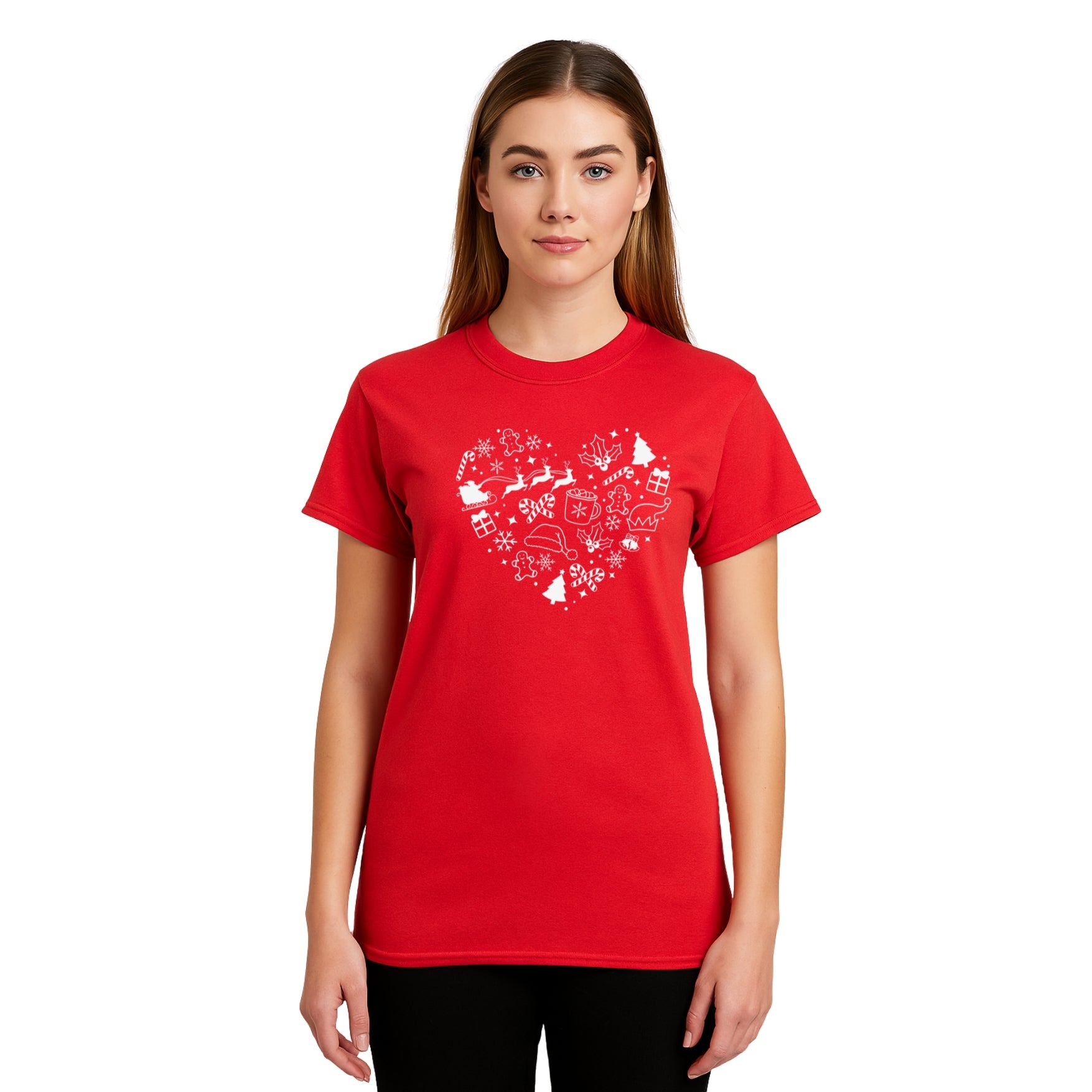 Minimalist Holiday Shirt - Festive Heart Christmas Icons