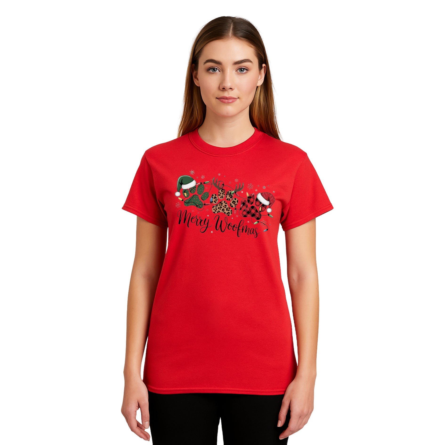 Christmas Tee for Pet Parents : Merry Woofmas Paw Print Apparel – Festive Dog Lover Christmas Gift