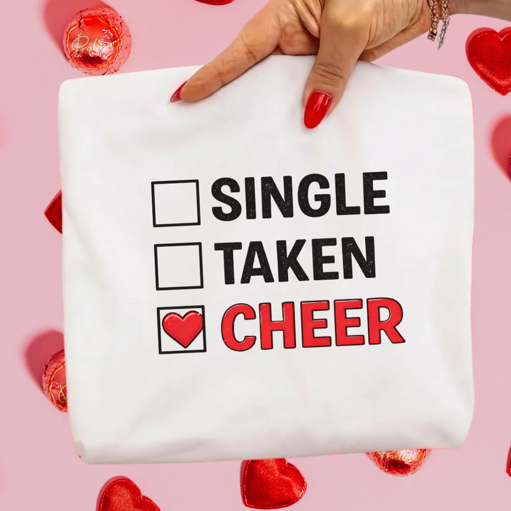 Single Taken Cheer Valentine Shirt | Cheerleader Valentine Sweatshirt | Cheer Life Apparel
