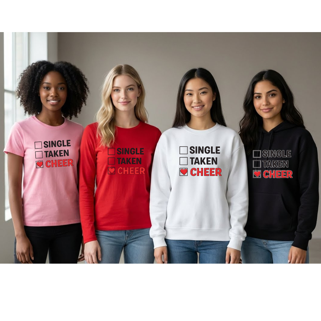 Single Taken Cheer Valentine Shirt | Cheerleader Valentine Sweatshirt | Cheer Life Apparel