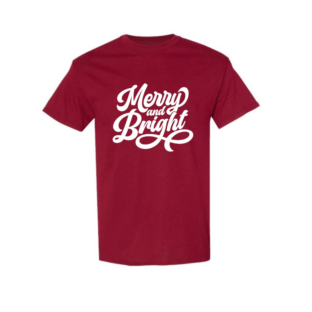 Minimalist Holiday Shirt - Merry and Bright Holiday Graphic